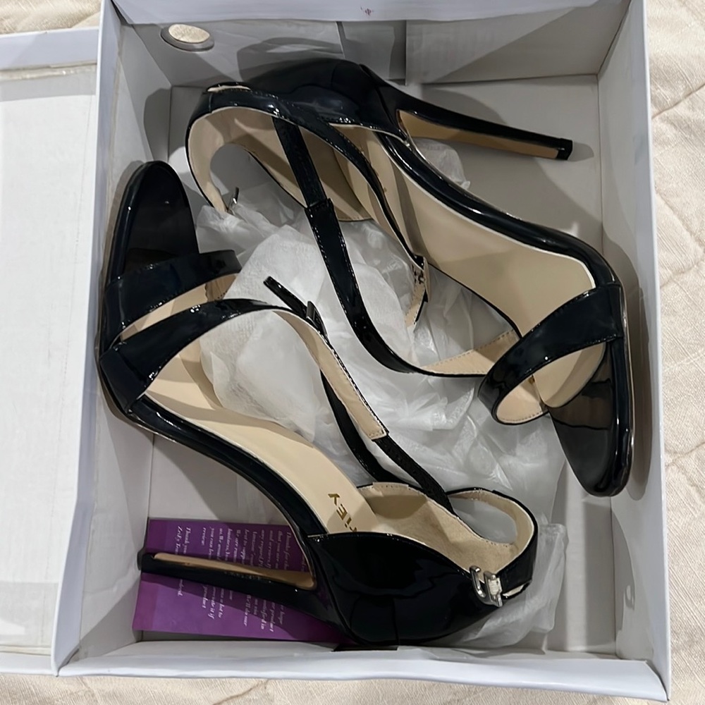Black patent leather heels